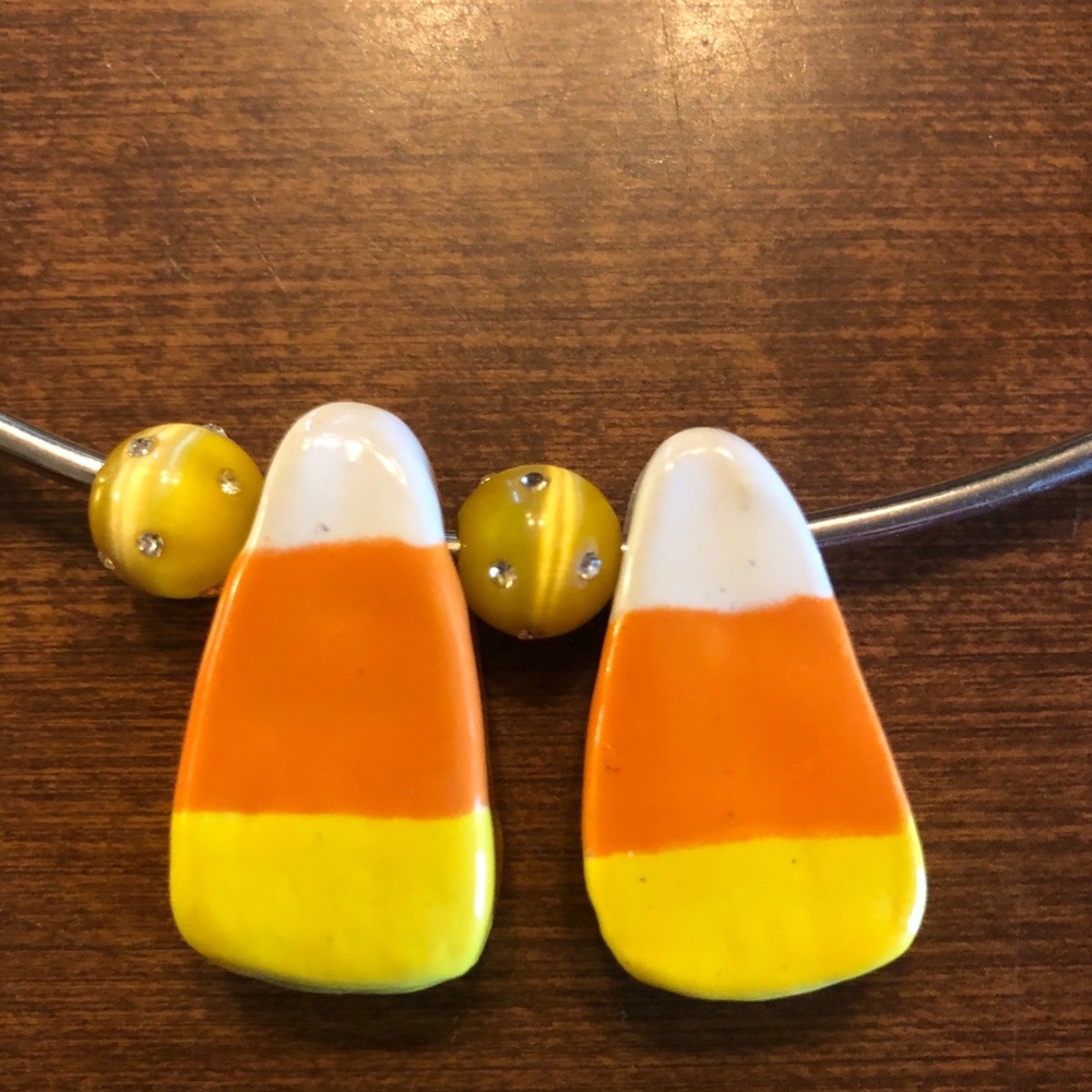 Ceramic Candy Corn Pendants for Necklace